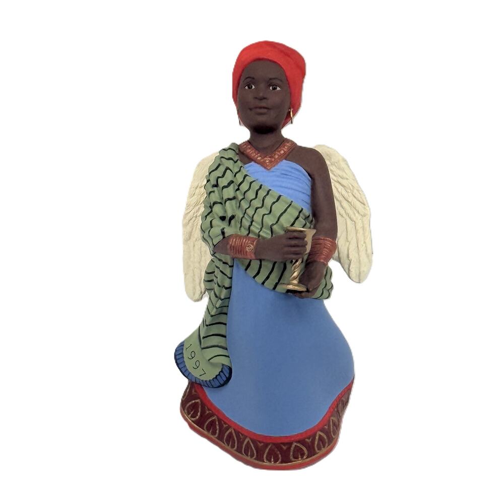 Hallmark 1997 Keepsake Patricia Andrews Blue Red Green Christmas Angel Ornament